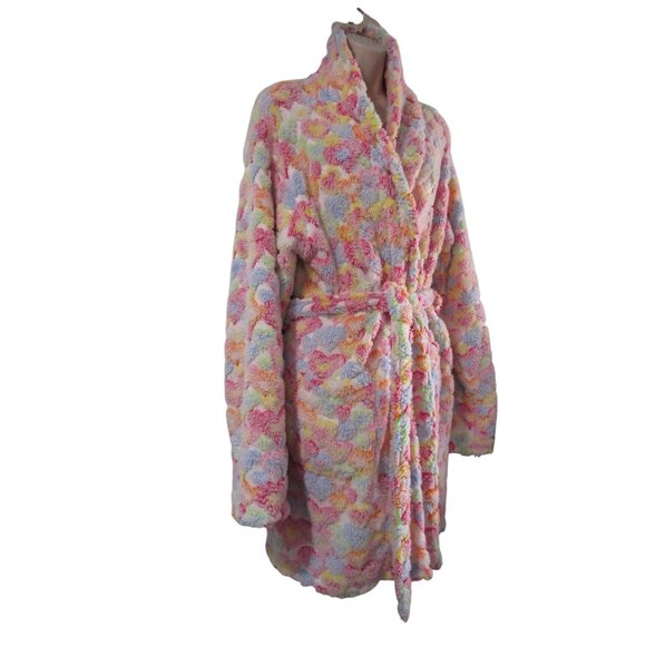 Aegean Apparel Plush Heart Sculpted Bathrobe S/M Multicolor Vintage Turkey GUC - Picture 8 of 16